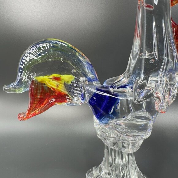 Venetian Art Glass Rooster Hen Figurine Heavy Glass Paperweight Sculpture Decor - Picture 13 of 14